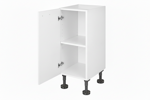 Kitchen Buddy 300mm, 400mm, 1 Door Base Cabinet, Door Open White