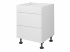 Kitchen Buddy 600mm Kitchen Drawers in White, 3 drawers, drawers closed