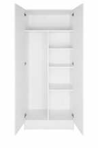 Kitchen Buddy 800mm, 2 Door Tall Cabinet, Doors Open, with Middle Divider in White