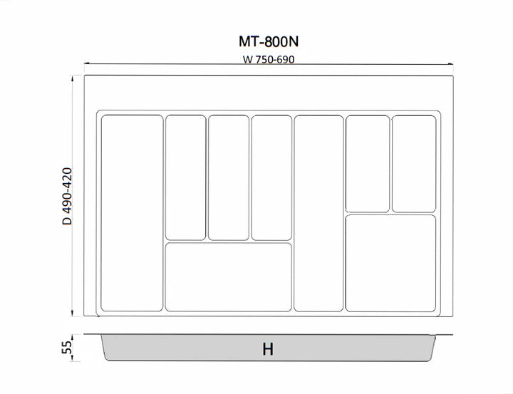 Tramezzo Cutlery Trays - MT-800G (Grey-White)