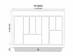 Tramezzo Cutlery Tray Dimensions. Fits 800mm wide cabinet widths, Colours are Grey or White