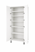 Kitchen Buddy 600mm 2 Door Tall Cabinet, Doors Open, White